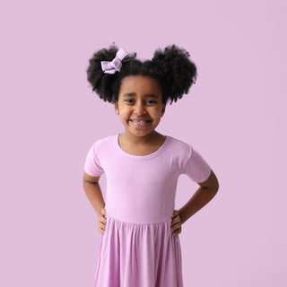 FOREVER LILAC RIB DREAM RUFFLE DRESS