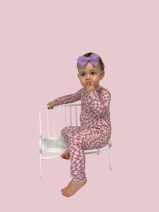 PLUM WAVY CHECKERS DREAM ROMPER