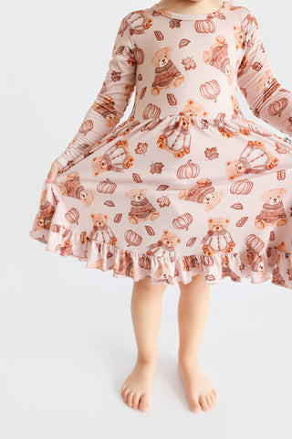 WOODLAND TEDDY DREAM RUFFLE DRESS