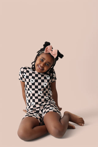 RETRO DAISY CHECKS DREAM SHORT SET