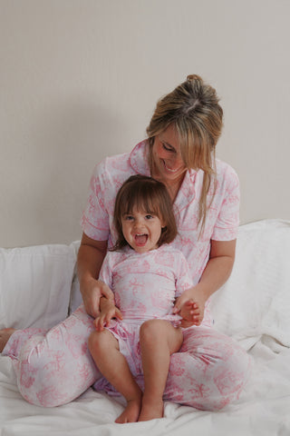 BLUSH BUNNY TOILE DREAM BODYSUIT DRESS