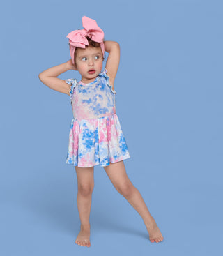 COTTON CANDY TIE DYE DREAM CAP SLEEVE BODYSUIT DRESS