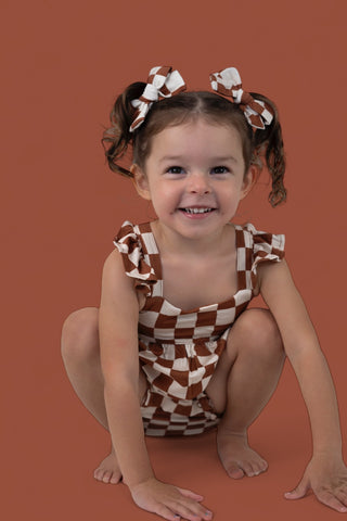 COPPER CHECKERS DREAM BUBBLE ROMPER