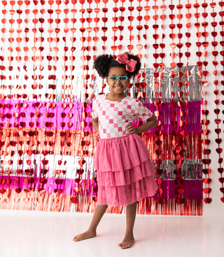 BUBBLEGUM WAVY CHECKERS DREAM TUTU DRESS