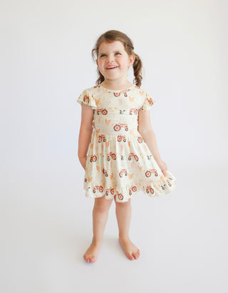 FARMYARD FRIENDS DREAM TIE BACK RUFFLE DRESS