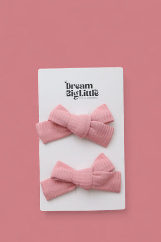 MAUVE RIB DREAM BOW HAIR CLIPS