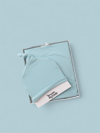 HAZY BLUE RIB DREAM SWADDLE & BEANIE