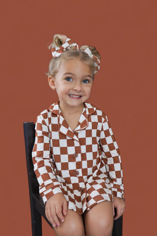 COPPER CHECKERS GIRL'S DREAM GOWN