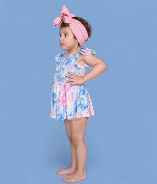 COTTON CANDY TIE DYE DREAM CAP SLEEVE BODYSUIT DRESS
