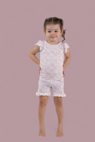 EXCLUSIVE DUCKS AND DAISIES DREAM RUFFLE SHORT SET