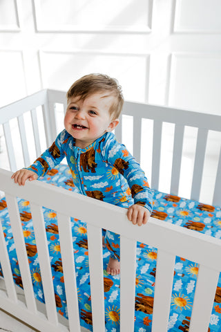 BEAR-Y BLUE SKIES DREAM CRIB SHEET