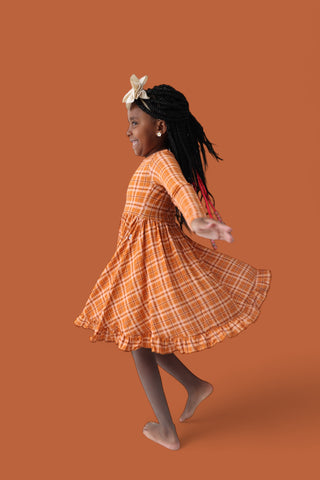 CIDER PLAID DREAM RUFFLE DRESS