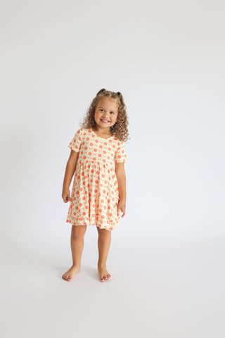 PEACH PERFECT BOWS DREAM RUFFLE DRESS