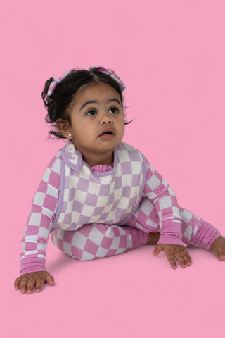 BUBBLEGUM CHECKERS DREAM BABY BIB (PACK)