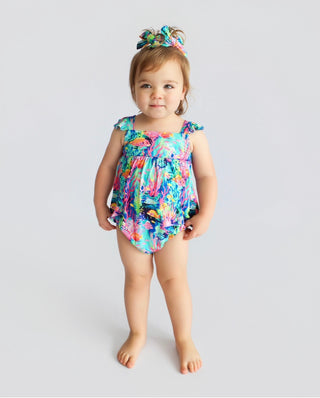 OCEAN GLOW DREAM RUFFLED BUBBLE ROMPER