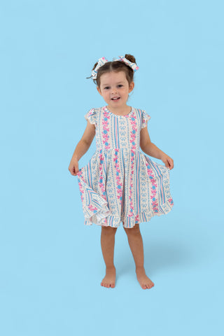 PETITE POSIE CAP SLEEVE DREAM RUFFLE DRESS