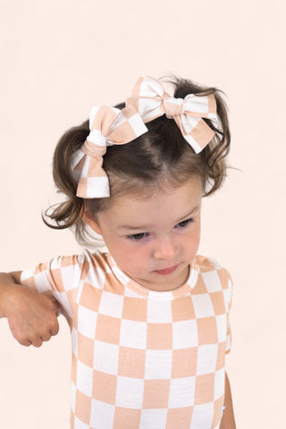 SANDY CHECKERS DREAM BOW HAIR CLIPS