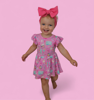 GLAMOUR MAGIC DREAM RUFFLED CAP SLEEVE BODYSUIT DRESS