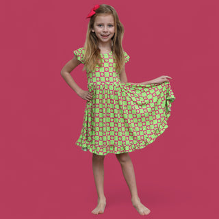 WILD DAISY CHECKERS DREAM RUFFLE DRESS