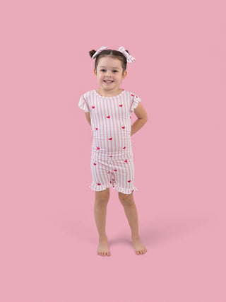 SWEETHEART STRIPES DREAM RUFFLE SHORT SET