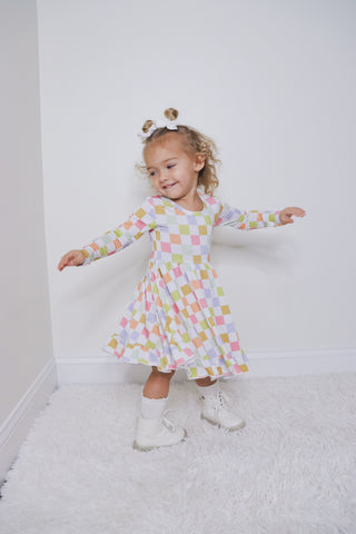 LUCKY CHARM CHECKS DREAM RUFFLE DRESS