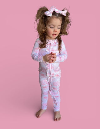 BLUSH BUNNY TOILE DREAM BOW HAIR CLIPS