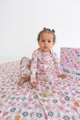 CoComelon x Dream Big Little Co JJ RAINBOW CHECKERS RUFFLE DREAM BLANKET