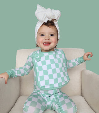 MINT CHECKERS DREAM BABY BIB (PACK)