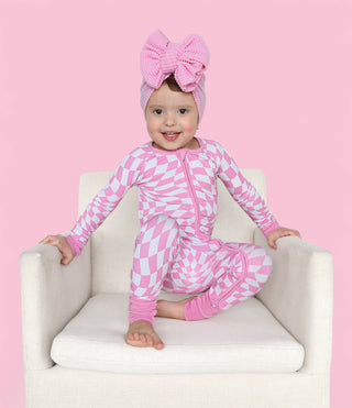 BUBBLEGUM WAVY CHECKERS DREAM ROMPER