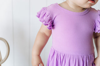 PURPLE RIB DREAM CAP SLEEVE BODYSUIT DRESS