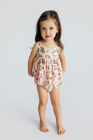 IN THE GARDEN DREAM RUFFLED BUBBLE ROMPER