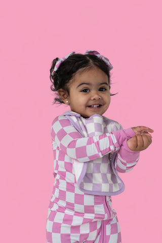 BUBBLEGUM CHECKERS DREAM BABY BIB (PACK)