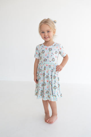 CoComelon x Dream Big Little Co SPRINGTIME MELON SHORT SLEEVE DREAM RUFFLE DRESS