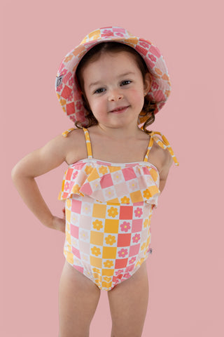 SUMMER SUNSET CHECKERS DREAM ONE PIECE SWIM SUIT