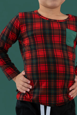 TARTAN CHEER DREAM LONG SLEEVE POCKET TEE