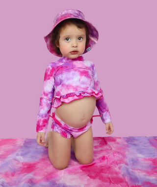 CANDY CLOUDS DREAM 2-PIECE RASH GUARD RUFFLE SWIM SUIT