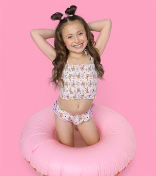 BLOSSOMIN’ BUTTERFLY DREAM SMOCKED TANKINI TWO PIECE SWIM SUIT