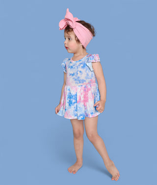 COTTON CANDY TIE DYE DREAM CAP SLEEVE BODYSUIT DRESS