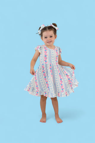 PETITE POSIE CAP SLEEVE DREAM RUFFLE DRESS