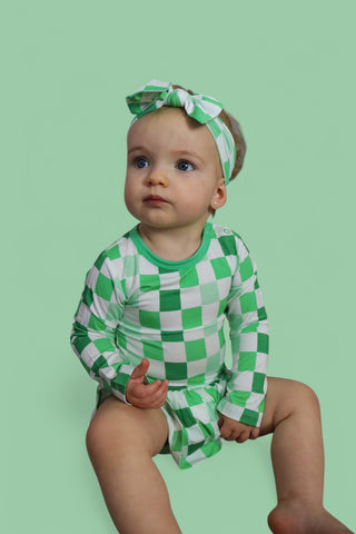 LUCKY CHECKERS LONG SLEEVE DREAM BODYSUIT DRESS