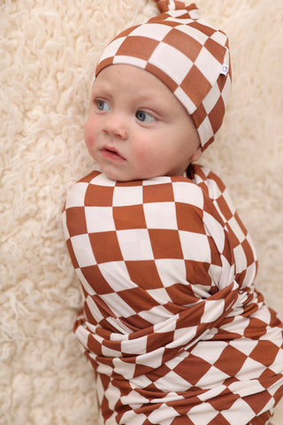 COPPER CHECKERS DREAM SWADDLE & BEANIE