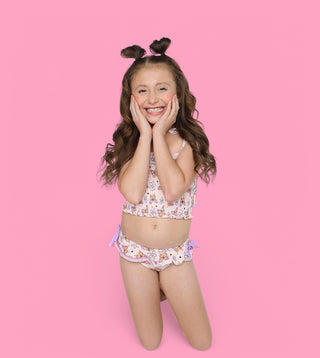 BLOSSOMIN’ BUTTERFLY DREAM SMOCKED TANKINI TWO PIECE SWIM SUIT