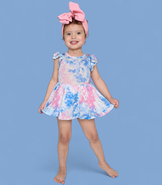 COTTON CANDY TIE DYE DREAM CAP SLEEVE BODYSUIT DRESS