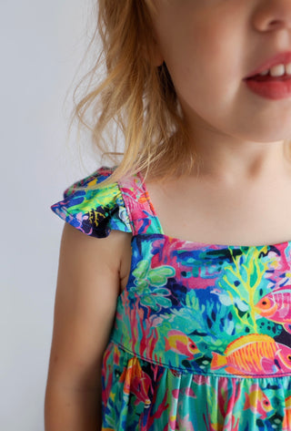 OCEAN GLOW DREAM RUFFLED BUBBLE ROMPER