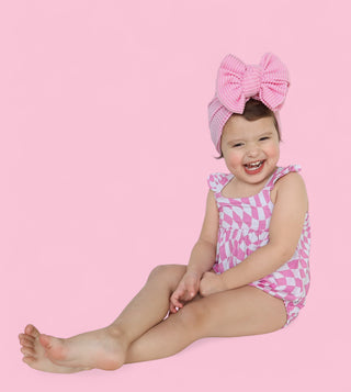 BUBBLEGUM WAVY CHECKERS DREAM BUBBLE ROMPER