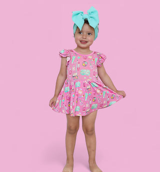 GLAMOUR MAGIC DREAM RUFFLED CAP SLEEVE BODYSUIT DRESS