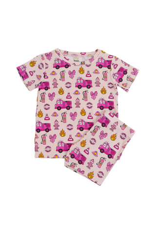 BLAZING BOWS AND HYDRANTS DREAM SHORT SET