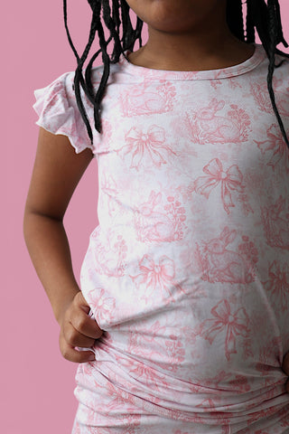 BLUSH BUNNY TOILE DREAM RUFFLE SHORT SET