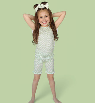 SAGE WAVY CHECKERS DREAM RUFFLE SHORT SET