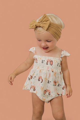 FARMYARD FRIENDS DREAM SMOCKED BABYDOLL BUMMIES SET
